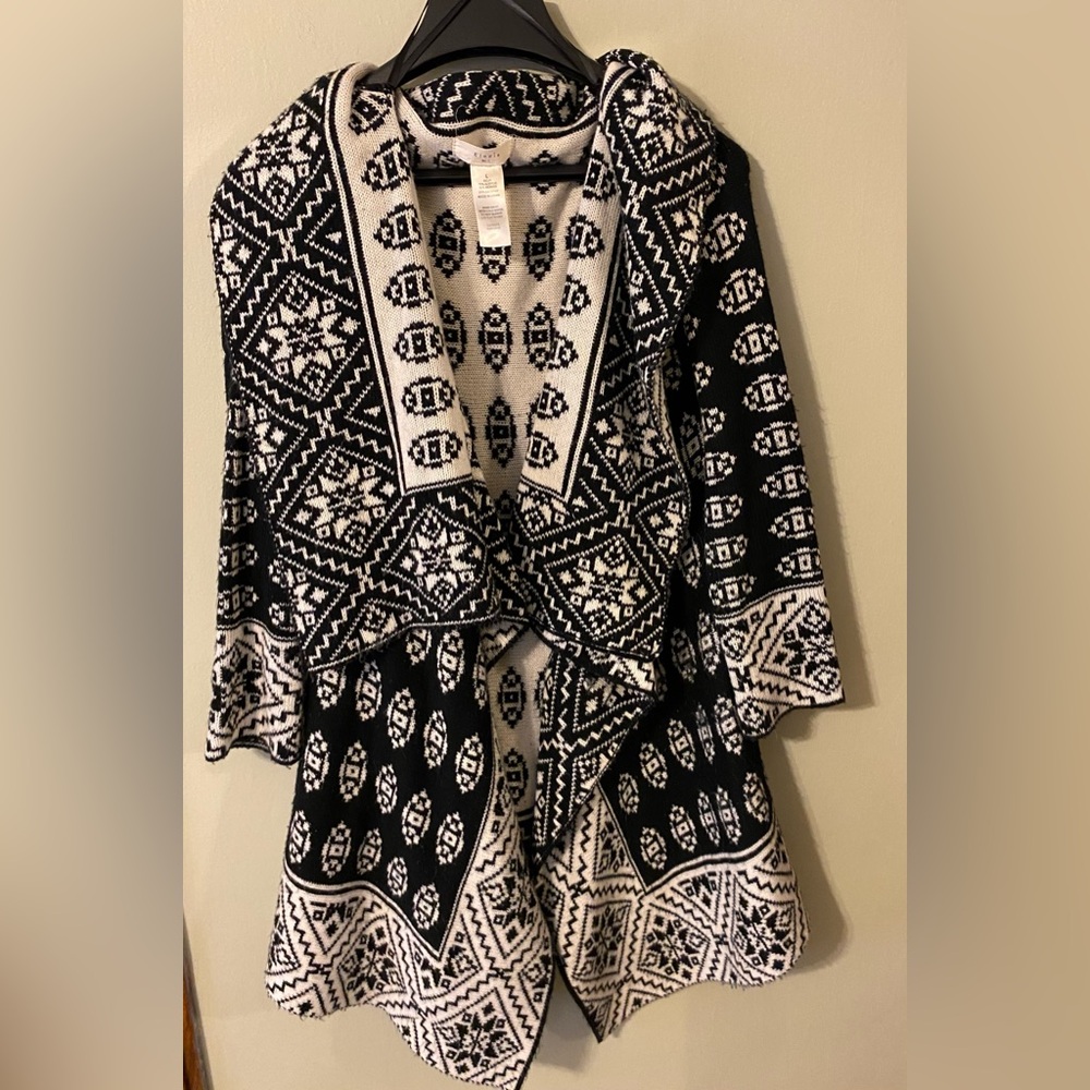 Elodie BOHO Style Open Front Knit Cardigan Sweater size L